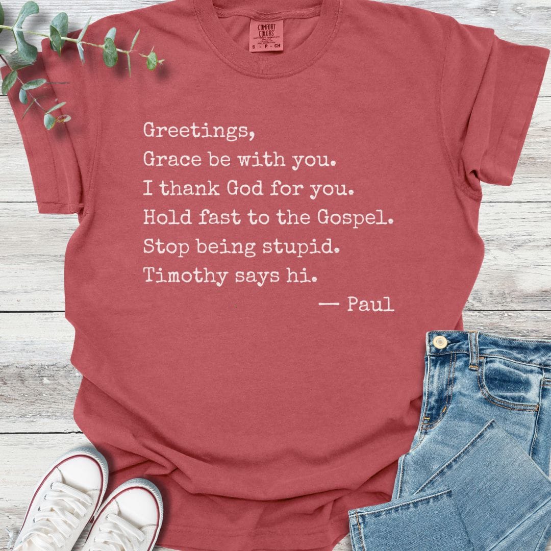 Paul's Letter Template T-Shirt in Crimson - Christian graphic tee