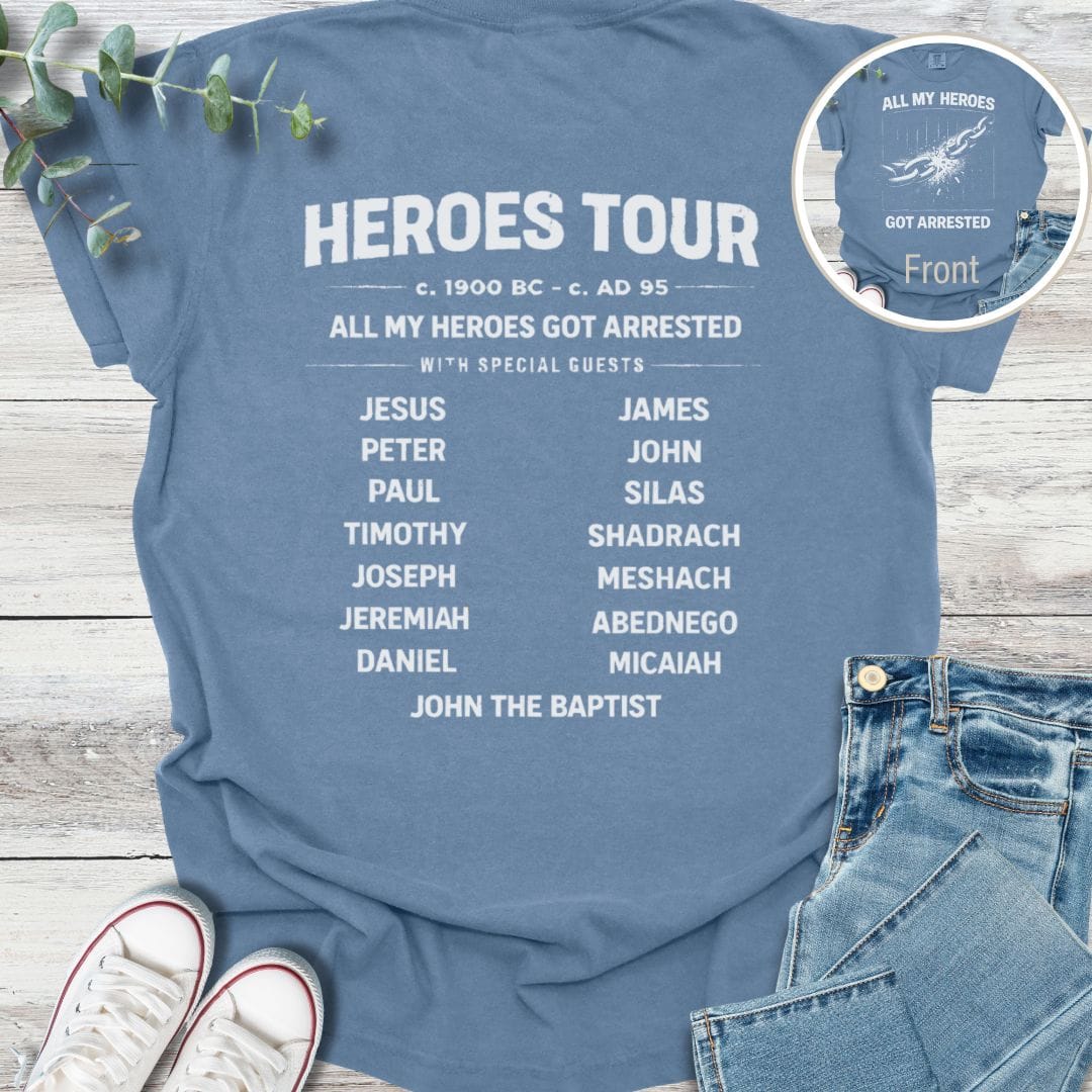 Heroes Tour Special Edition T-Shirt in Blue Jean - Christian graphic tee