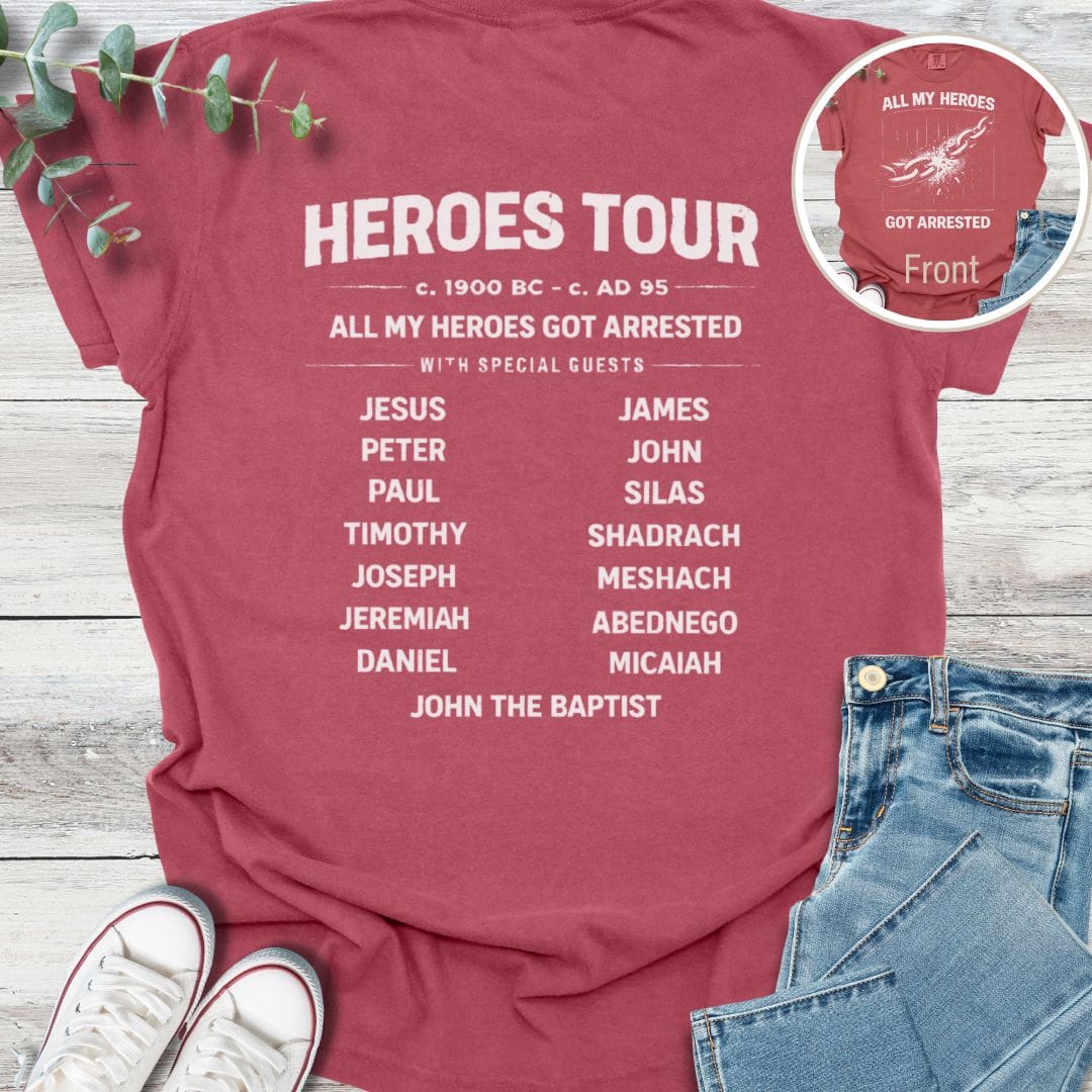 Heroes Tour Special Edition T-Shirt in Crimson - Christian graphic tee