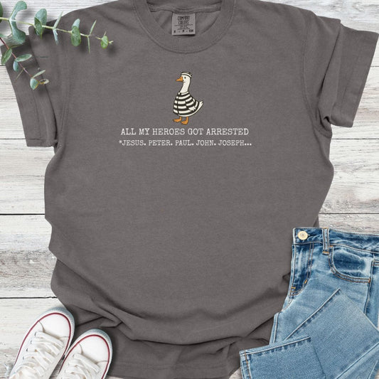 Booked Saints T-shirt in Pepper - Christian graphic tee