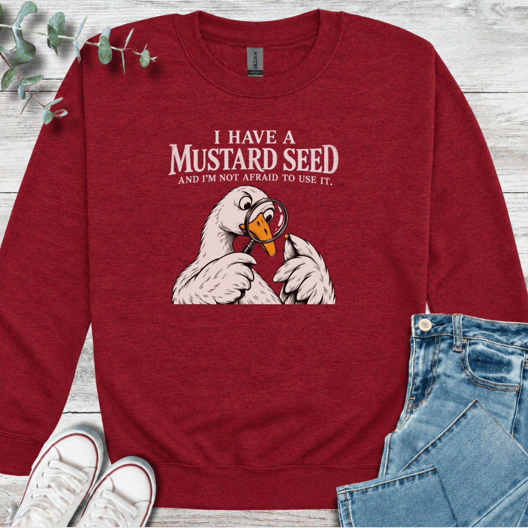 Mustard Seed Power Sweatshirt - Christian graphic sweatshirt