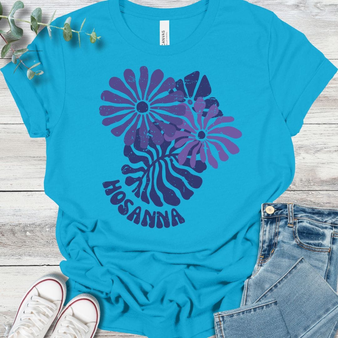 Hosanna T-Shirt in Aqua - Christian graphic tee