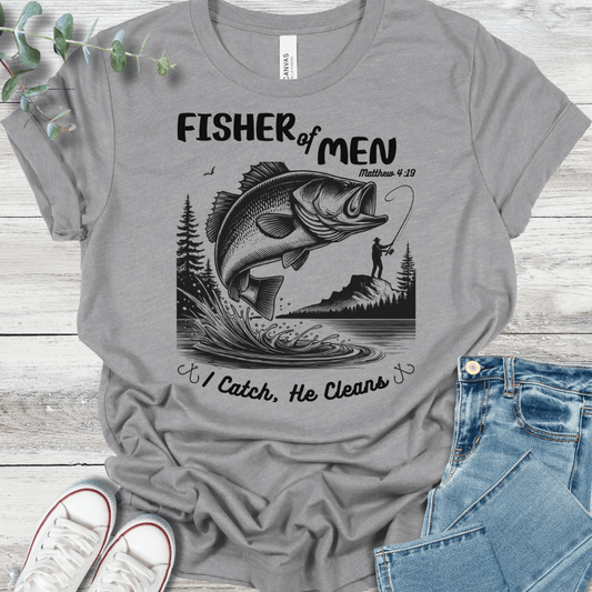 Fisher of Men T-Shirt in Athletic Heather - Christian graphic tee