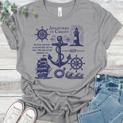 Anchored T-Shirt in Athletic Heather - Christian graphic tee