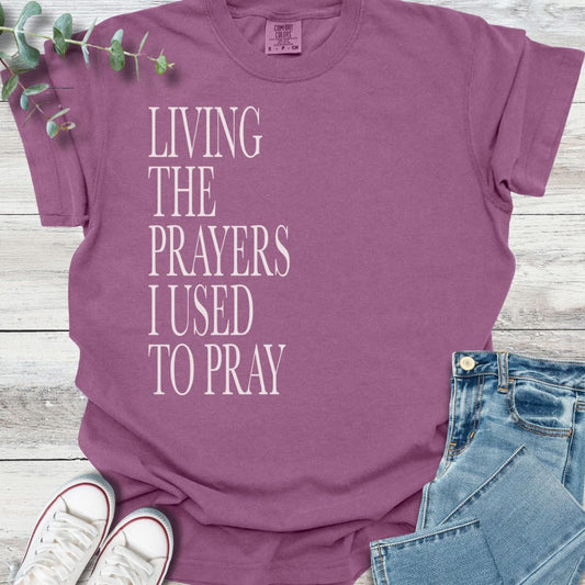 Answered Prayer T-Shirt in Berry - Christian graphic tee