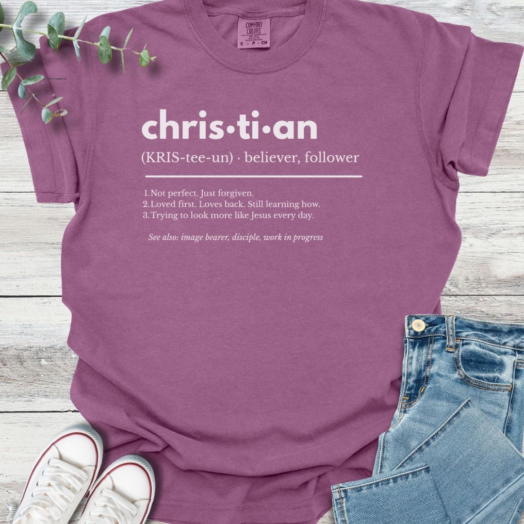 Christian Definition T-shirt in Berry - Christian graphic tee