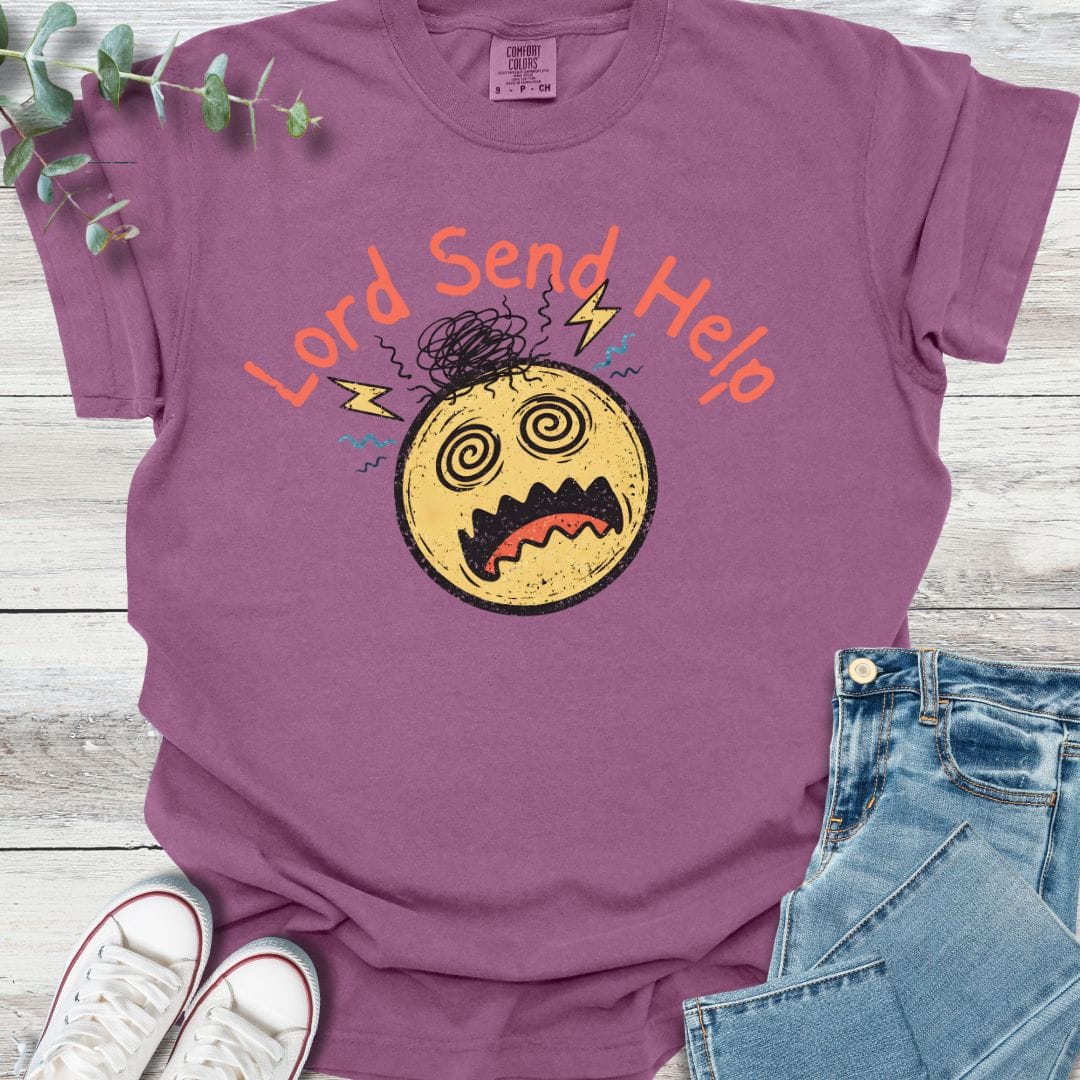 Send Help T-Shirt in Berry - Christian graphic tee