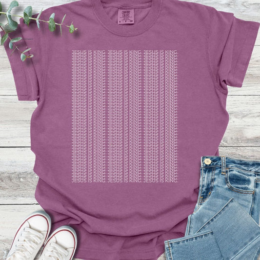 Kingdom Pattern T-Shirt in Berry - Christian graphic tee