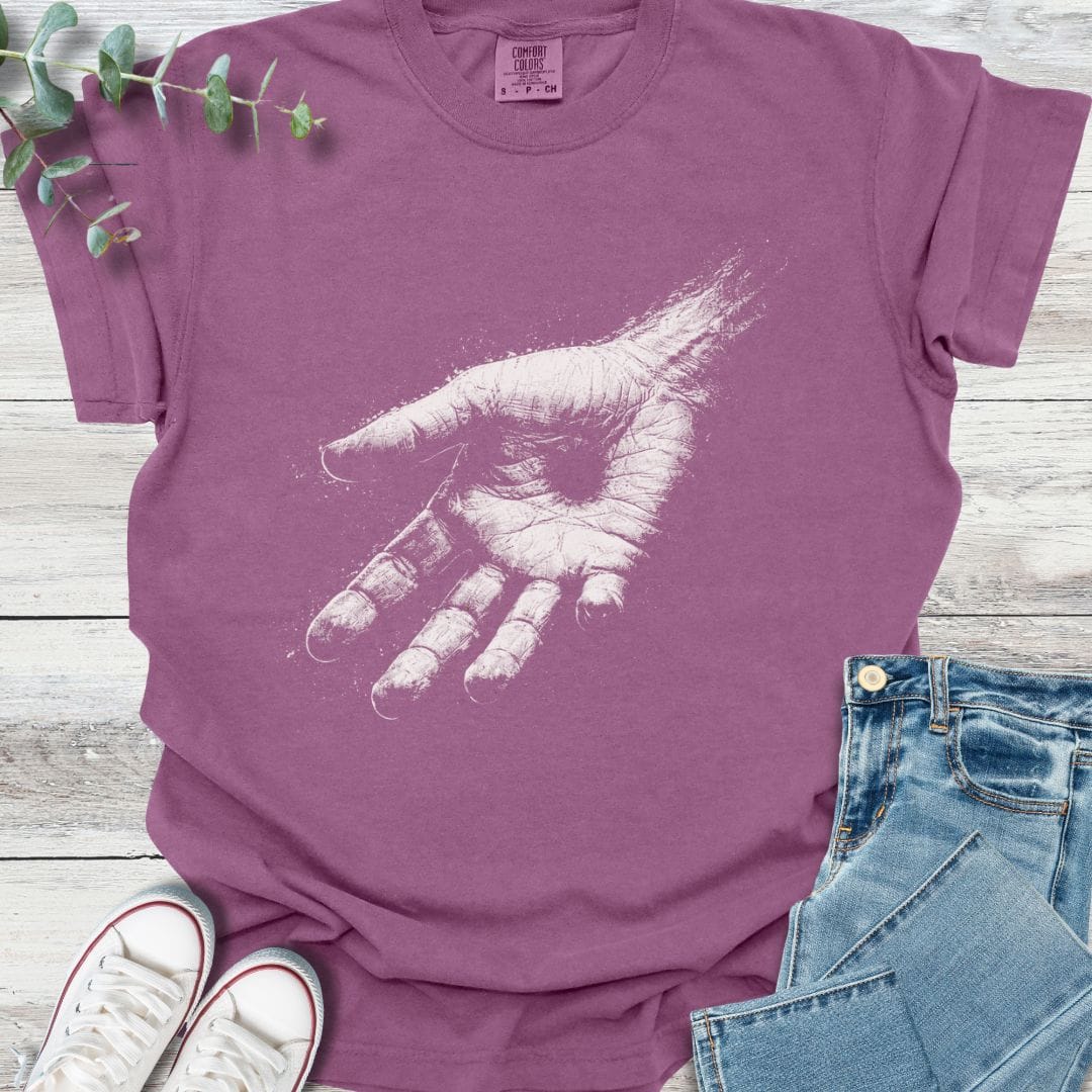 Nail Scarred Hand T-Shirt in Berry - Christian graphic tee