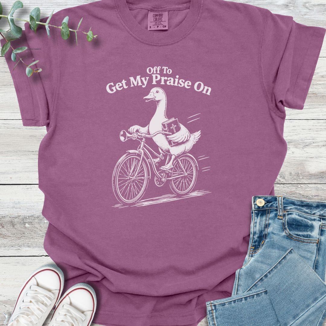 Praise Goose T-shirt in Berry - Christian graphic tee