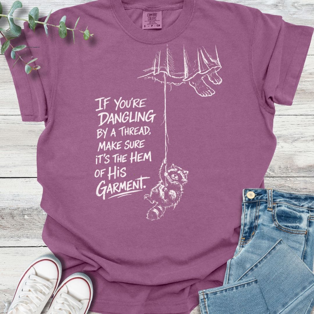 Hanging On T-Shirt in Berry - Christian graphic tee