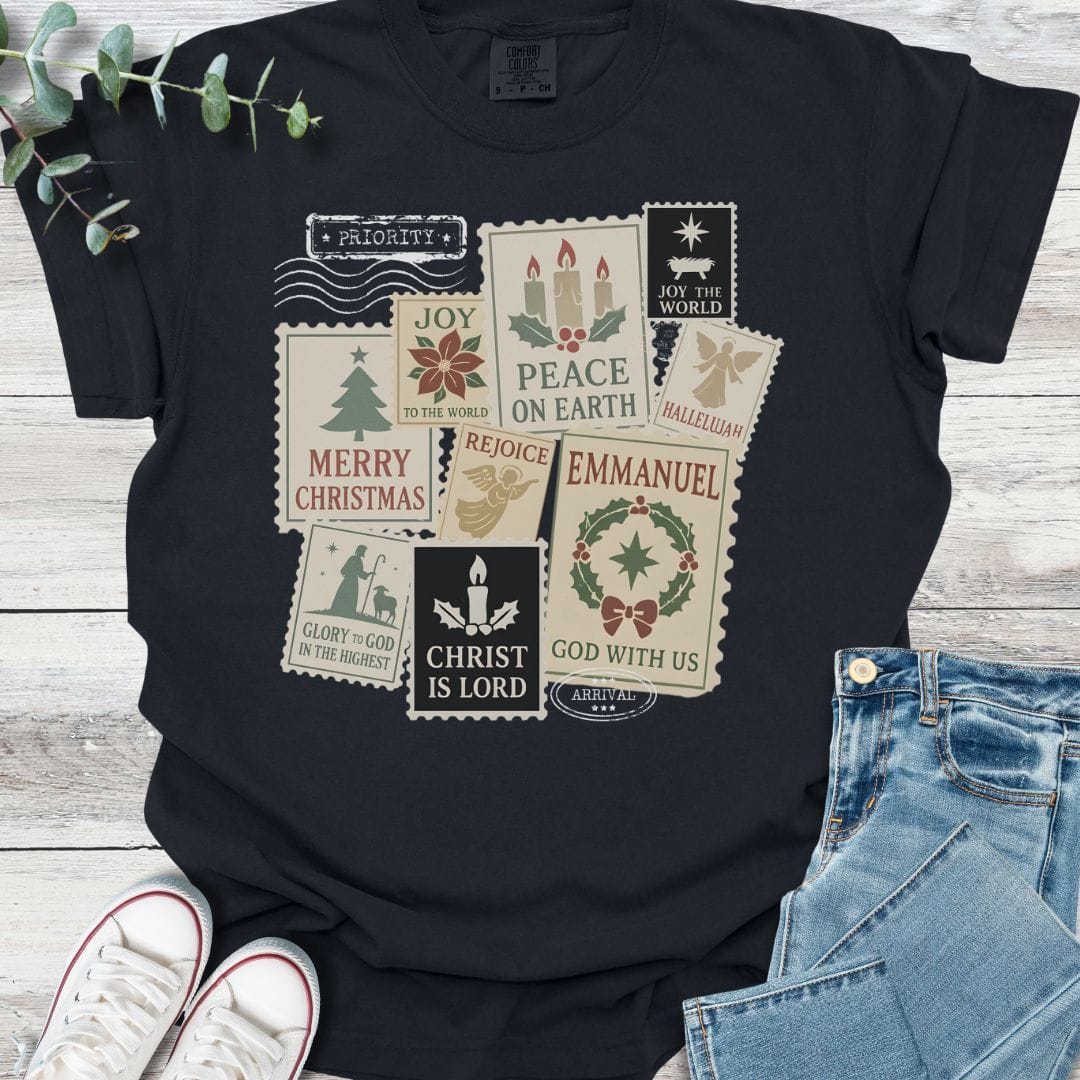 Christmas Stamps T-shirt - Christian graphic tee