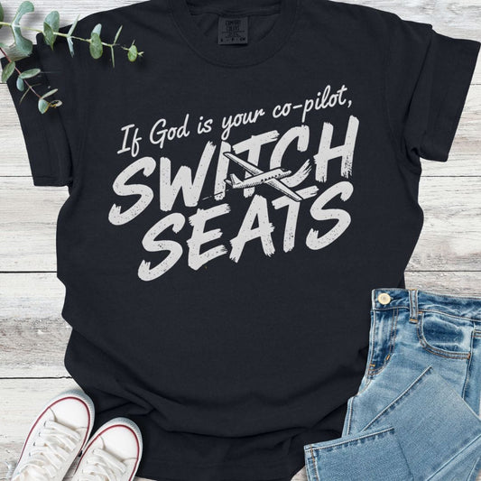Divine Pilot T-Shirt in Black - Christian graphic tee