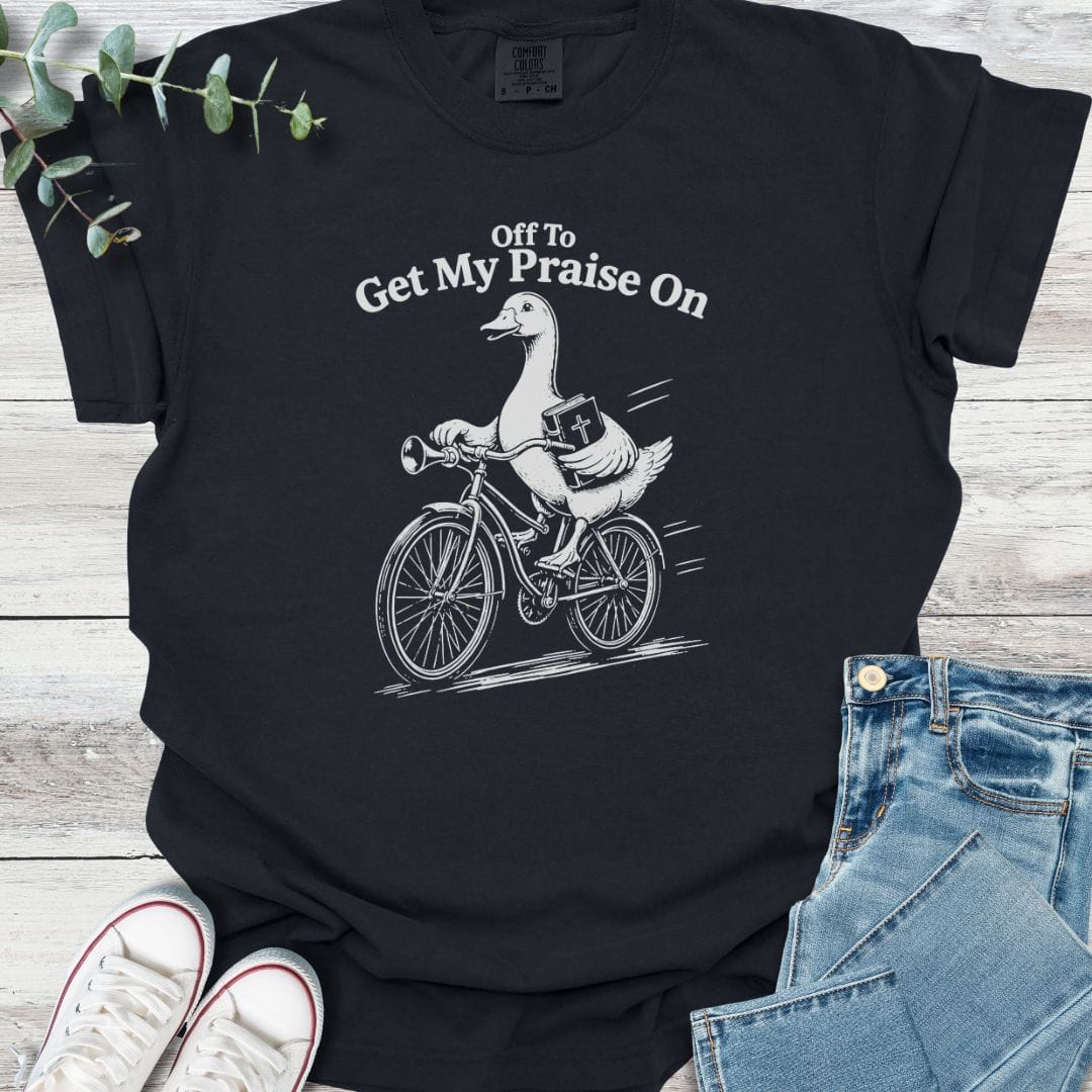 Praise Goose T-shirt in Black - Christian graphic tee