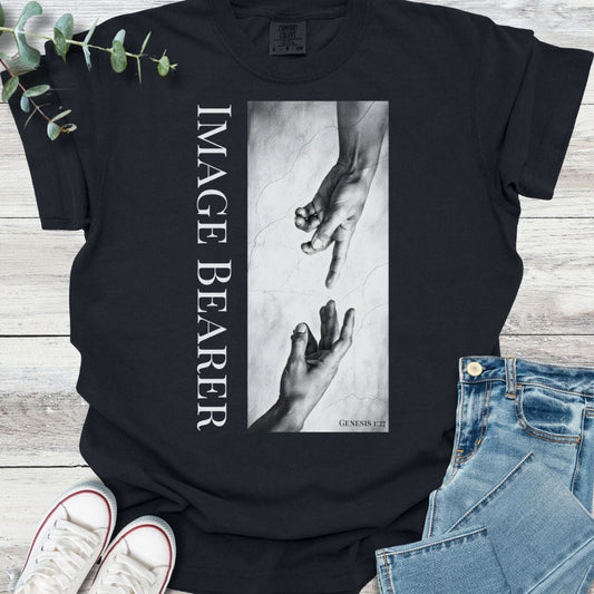 In His Image T-Shirt in Black - Christian graphic tee