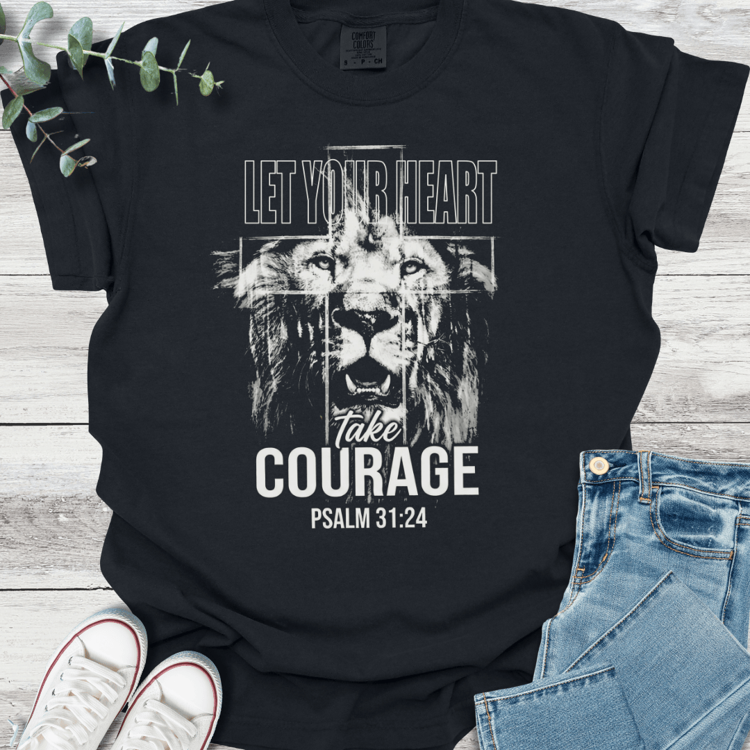 Courageous Heart T-shirt in Black - Christian graphic tee