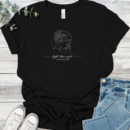 Fight Like A Girl T-Shirt in Black - Christian graphic tee