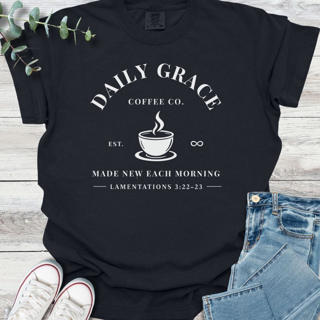 Daily Grace T-shirt in Black - Christian graphic tee