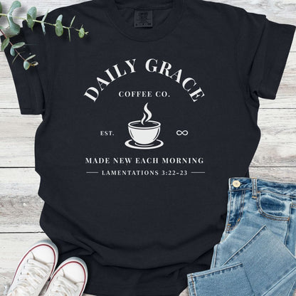 Daily Grace T-shirt in Black - Christian graphic tee