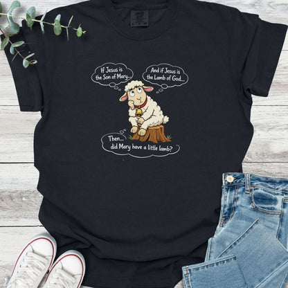 Little Lamb T-shirt in Black - Christian graphic tee