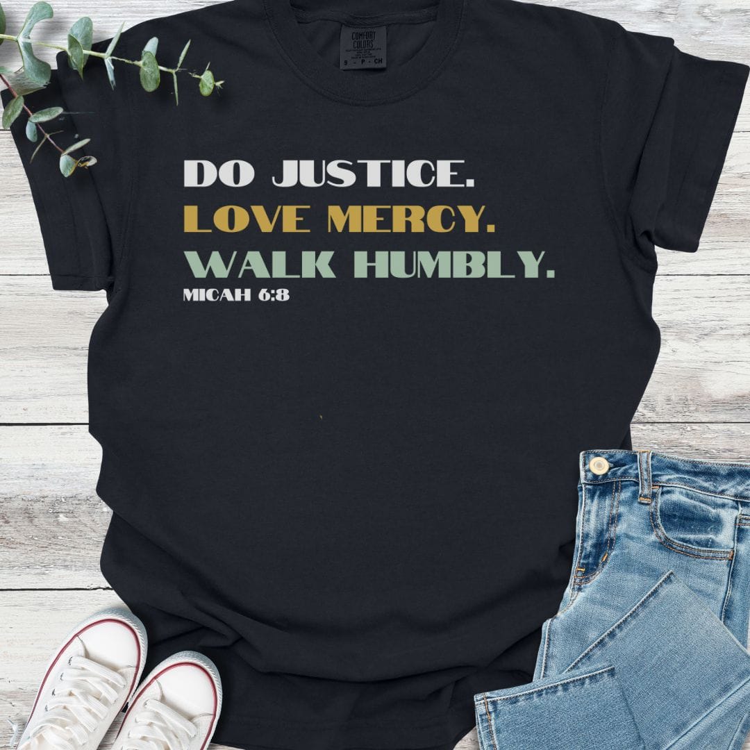 Justice T-shirt in Black - Christian graphic tee