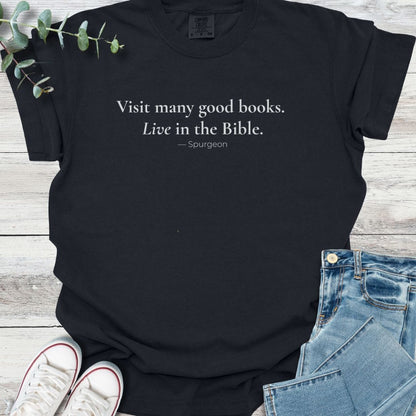 Book Life T-shirt in Black - Christian graphic tee