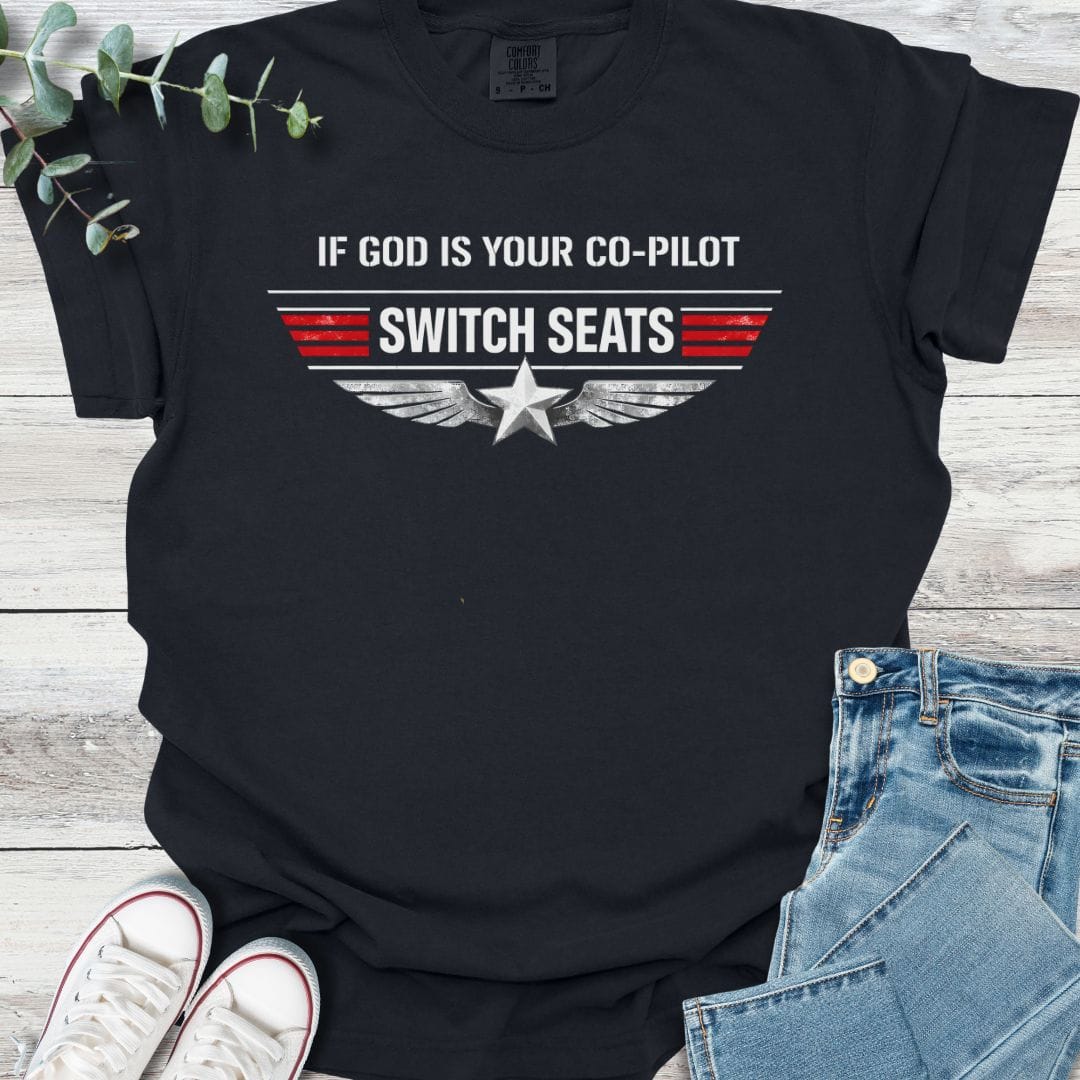 Co-Pilot T-shirt in Black - Christian graphic tee