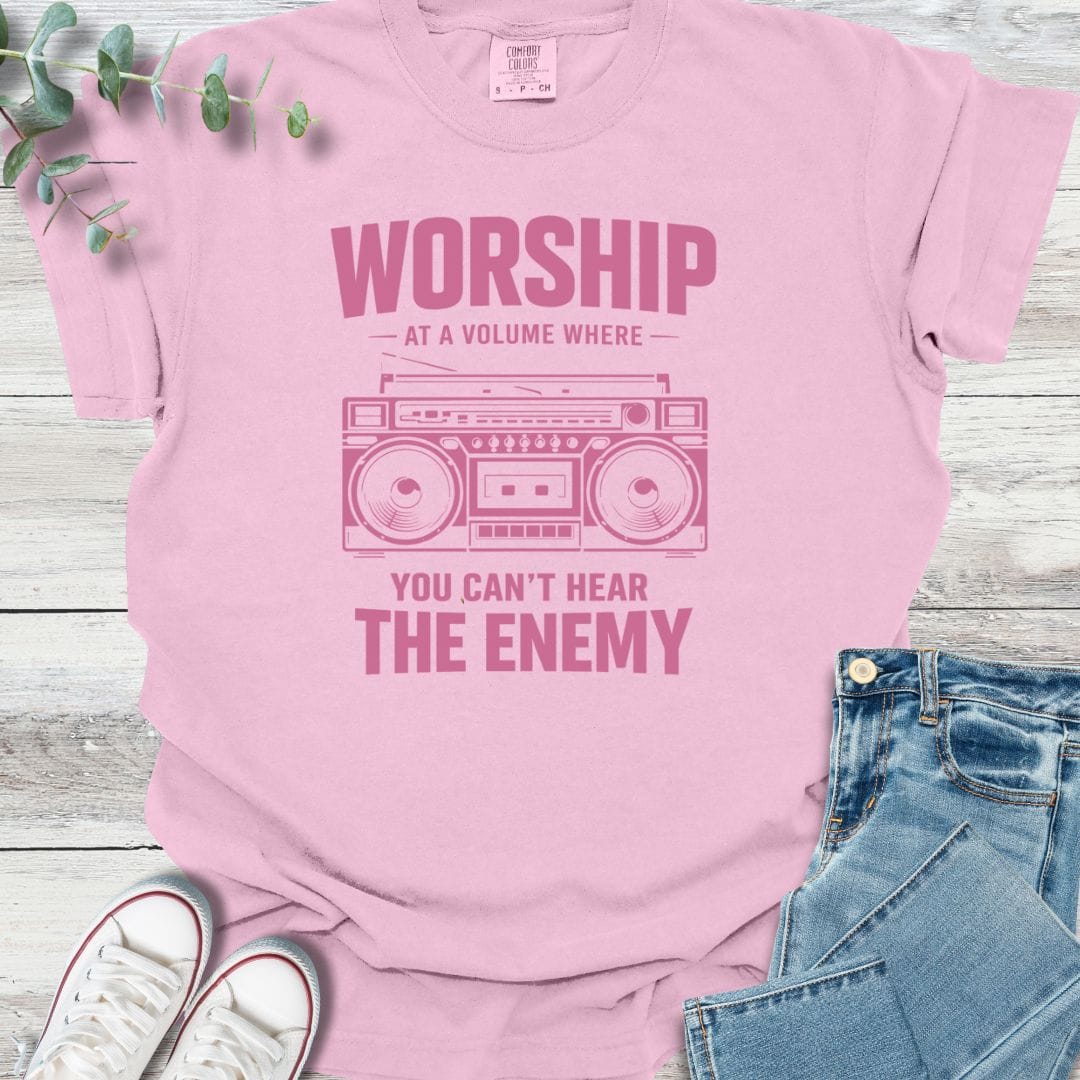 Worship Loud T-Shirt in Blossom - Christian graphic tee