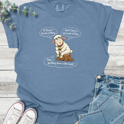 Little Lamb T-shirt in Blue Jean - Christian graphic tee