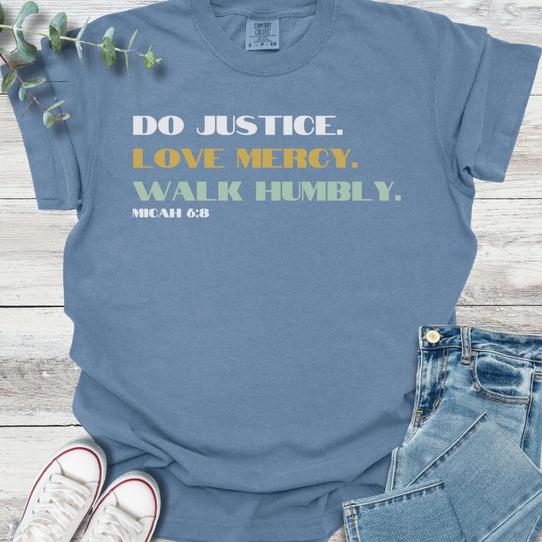Justice T-shirt in Blue Jean - Christian graphic tee