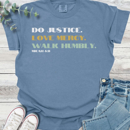 Justice T-shirt in Blue Jean - Christian graphic tee