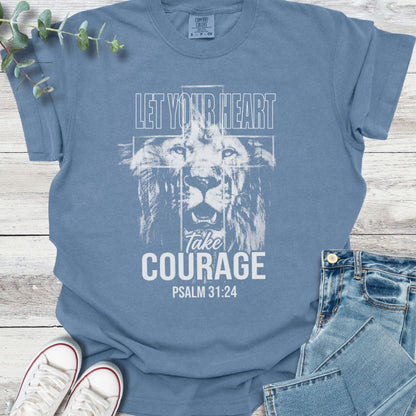 Courageous Heart T-shirt in Blue Jean - Christian graphic tee