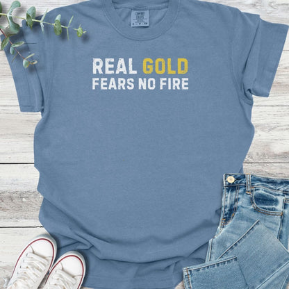Real Gold T-shirt in Blue Jean - Christian graphic tee