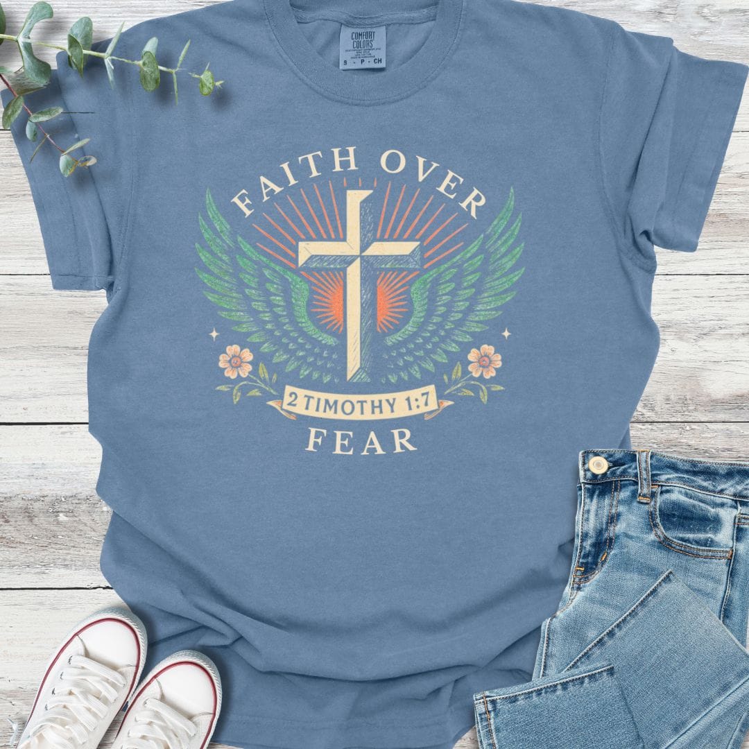 Faith Forward T-Shirt in Blue Jean - Christian graphic tee