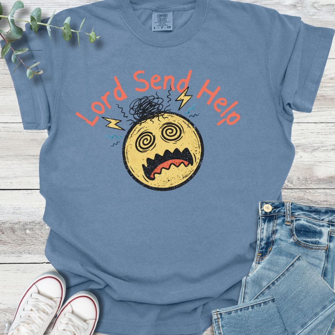 Send Help T-Shirt in Blue Jean - Christian graphic tee