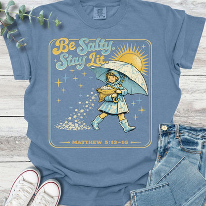 Salty T-shirt in Blue Jean - Christian graphic tee