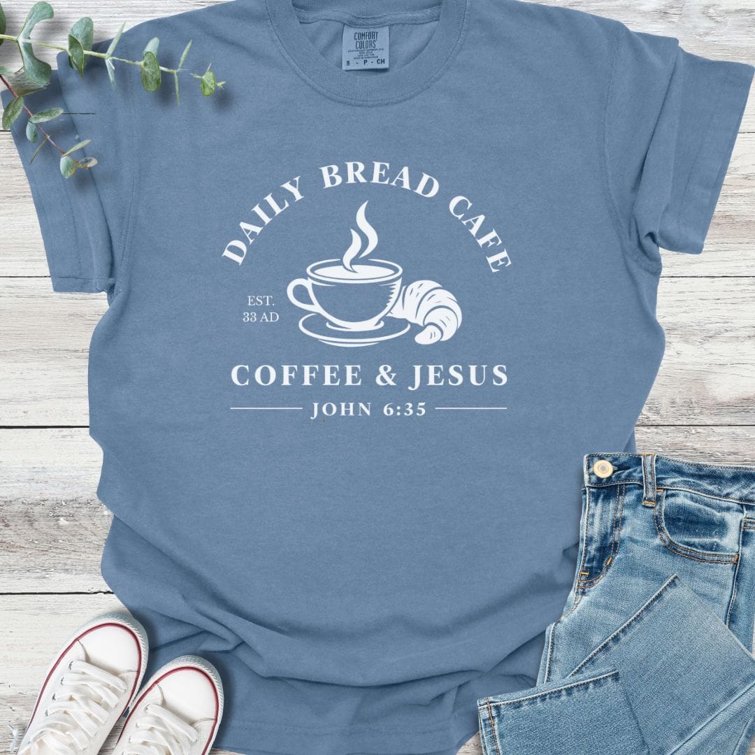 Daily Bread T-shirt in Blue Jean - Christian graphic tee