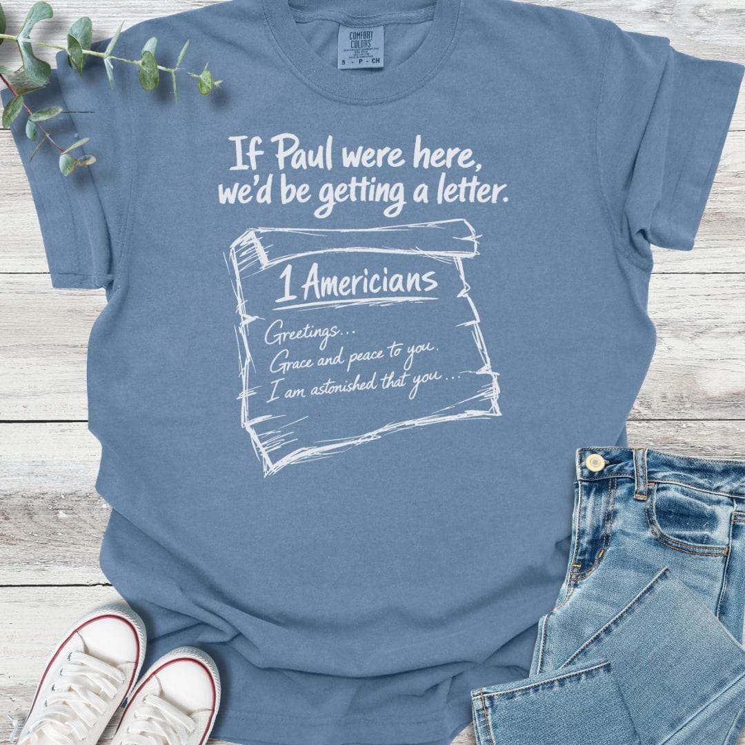 1 Americians T-Shirt in Blue Jean - Christian graphic tee