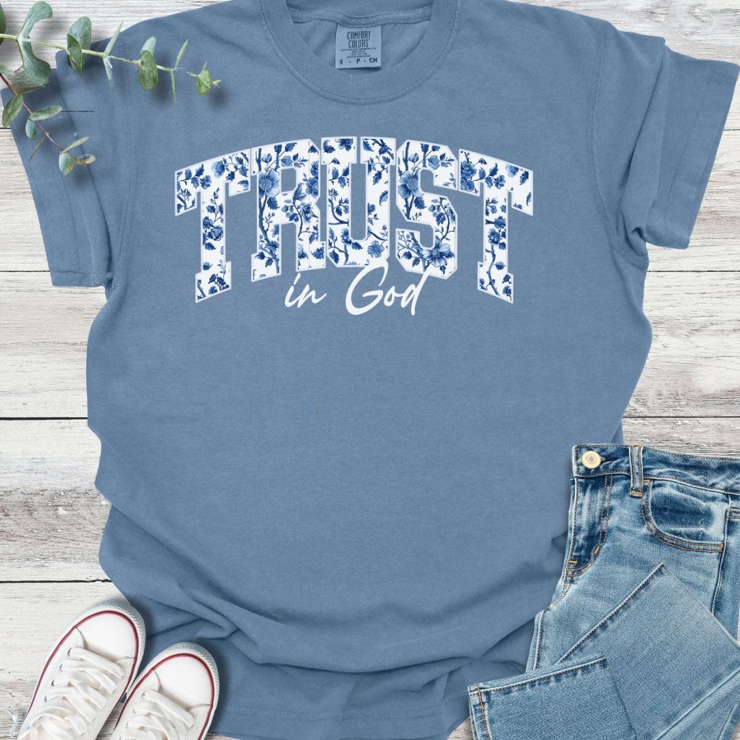 Trust T-shirt in Blue Jean - Christian graphic tee