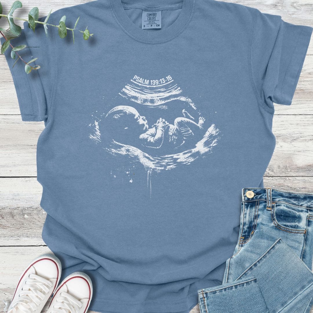 Fearfully Made T-shirt in Blue Jean - Christian graphic tee