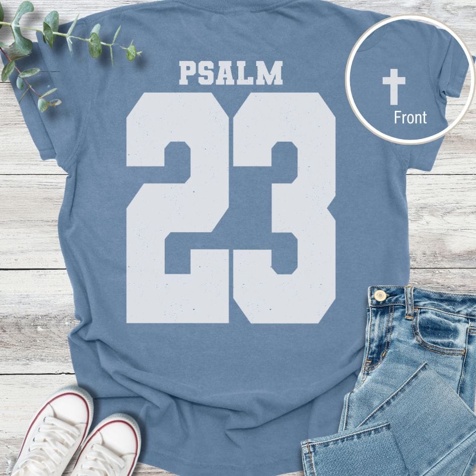 Psalm 23 Special Edition T-shirt in Blue Jean - Christian graphic tee