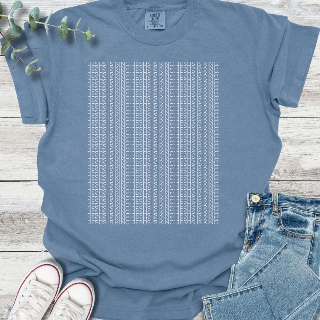 Kingdom Pattern T-Shirt in Blue Jean - Christian graphic tee