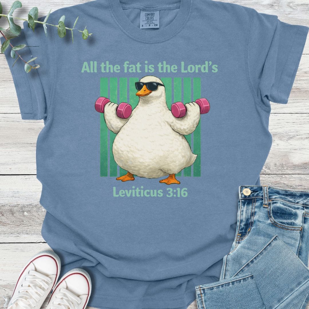 Holy Portion T-Shirt in Blue Jean - Christian graphic tee