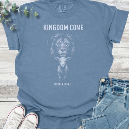 Lion and Lamb T-Shirt in Blue Jean - Christian graphic tee