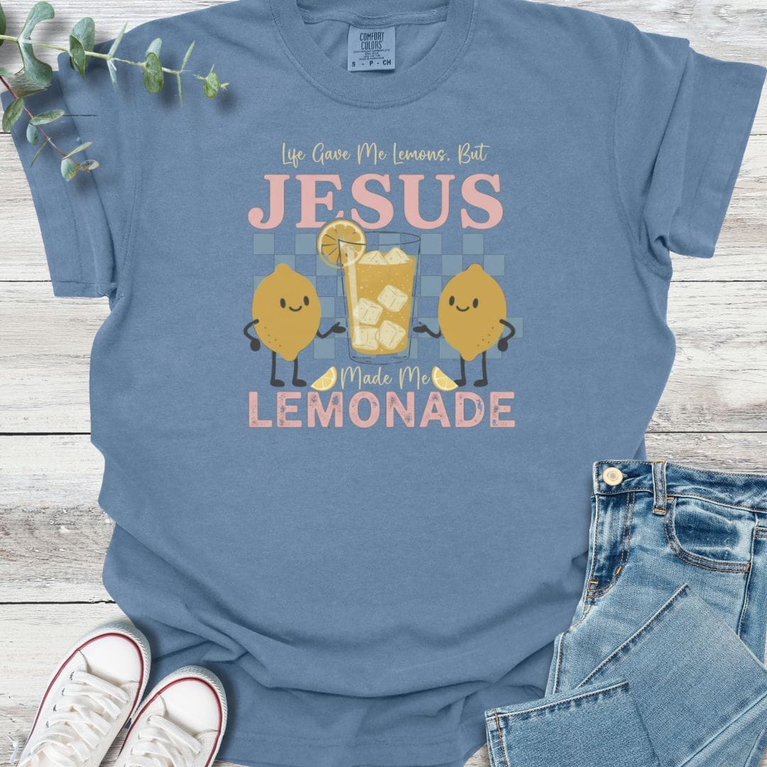 Made Lemonade T-Shirt in Blue Jean - Christian graphic tee