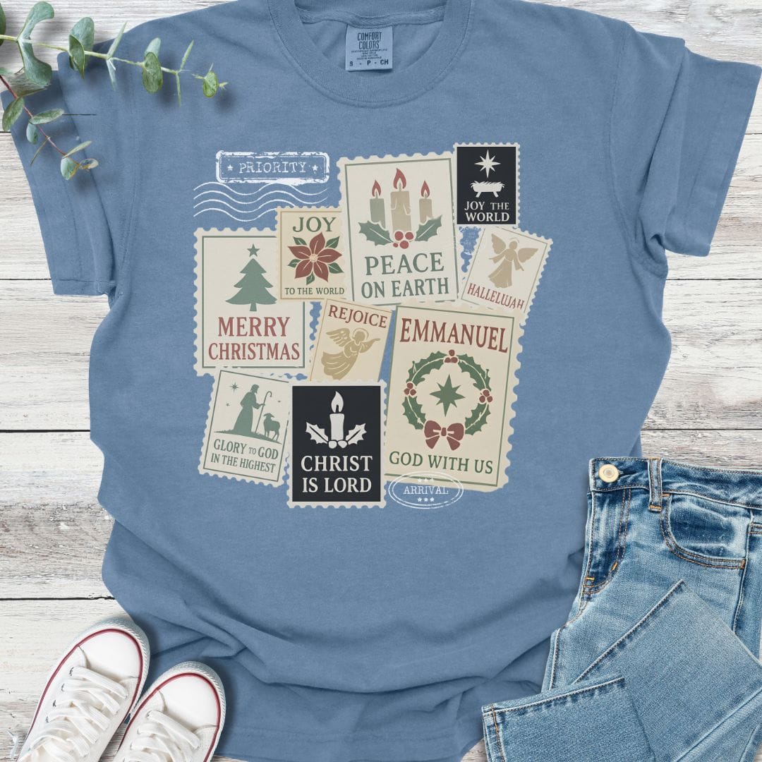 Christmas Stamps T-shirt - Christian graphic tee