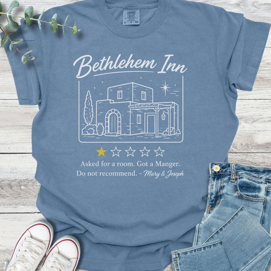 Bethlehem Review T-Shirt in Blue Jean - Christian graphic tee