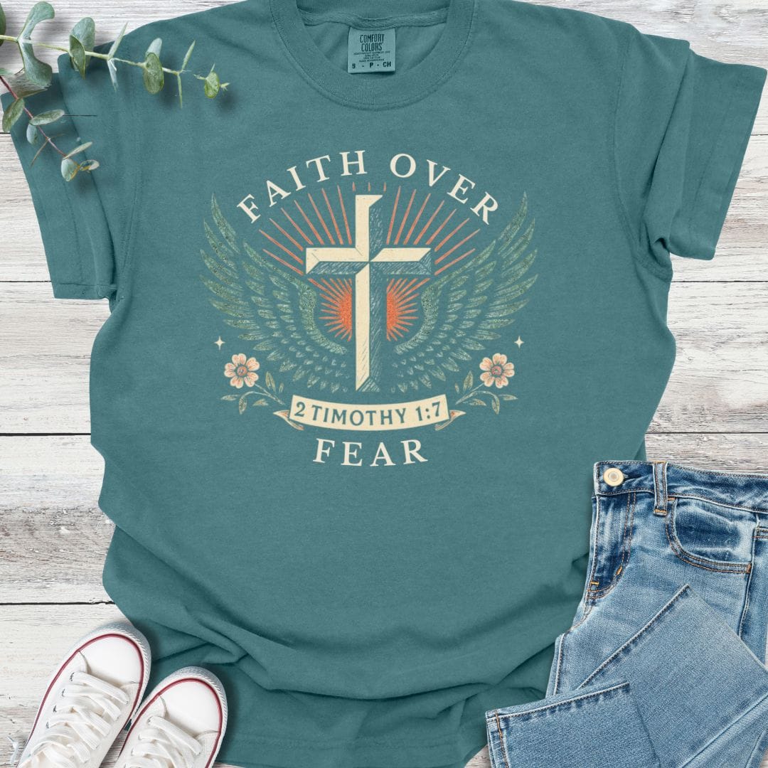Faith Forward T-Shirt in Blue Spruce - Christian graphic tee