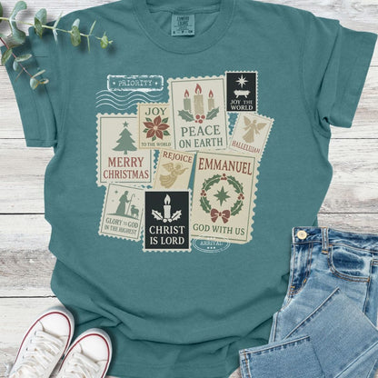 Christmas Stamps T-shirt - Christian graphic tee