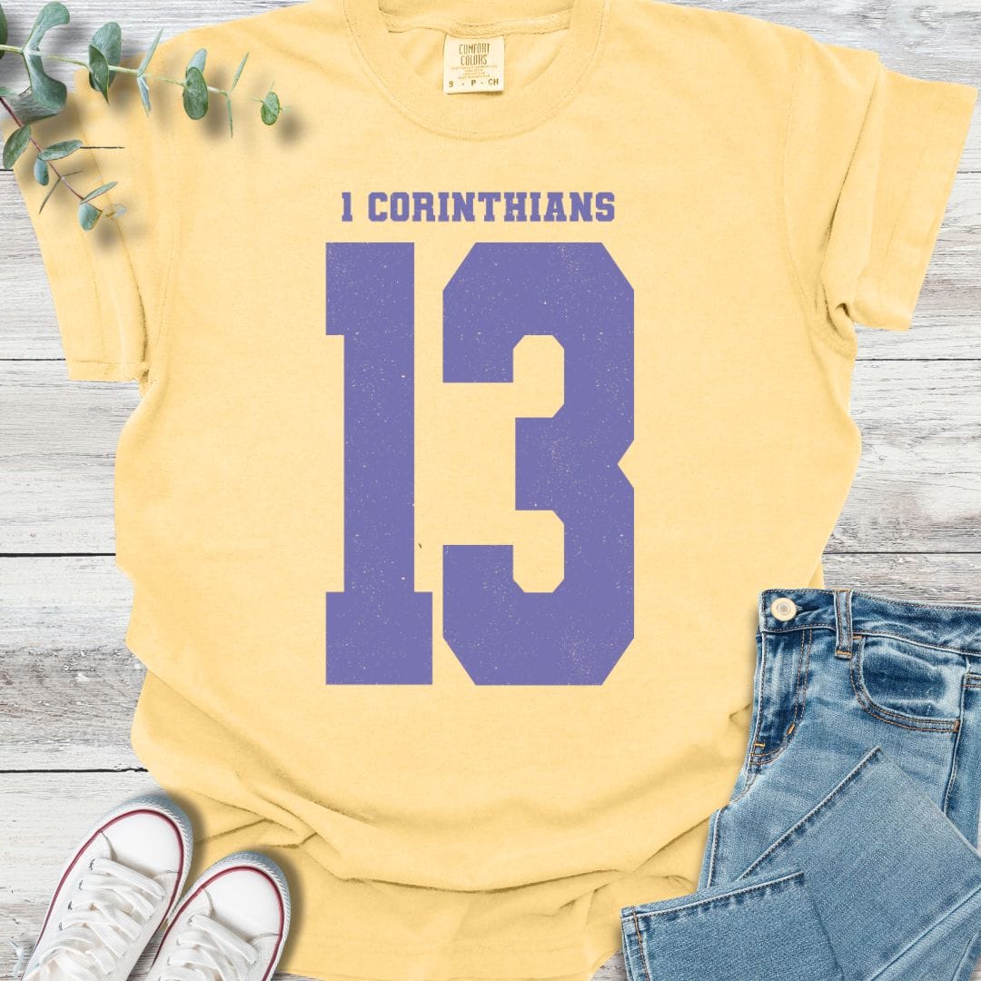 1 Corinthians 13 T-shirt in Butter - Christian graphic tee